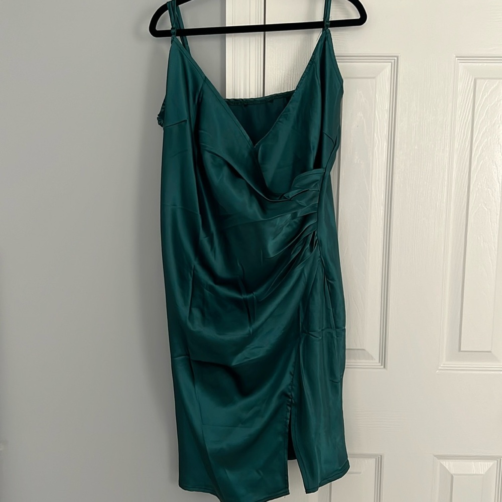 Dark green silk dress